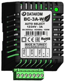 Зарядное устройство BC-3A-W (12В/24В, 3А, 100-240В, на дин-рейку)